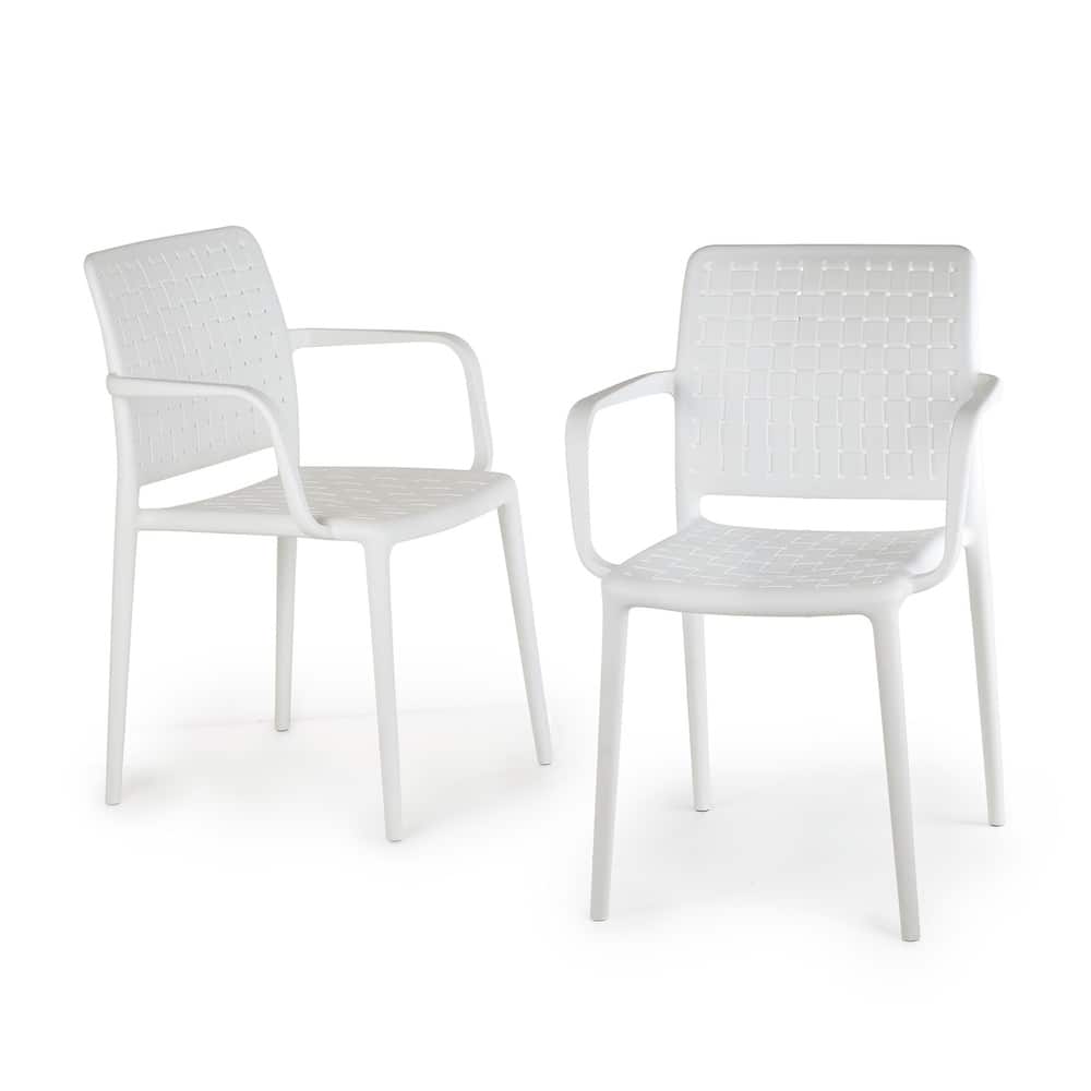 WRGHOME Modern Stacking Patio Dining Armchair Indoor/Outdoor (Set of 2) - 33.15'' H X 22.44'' W X 21.65'' D