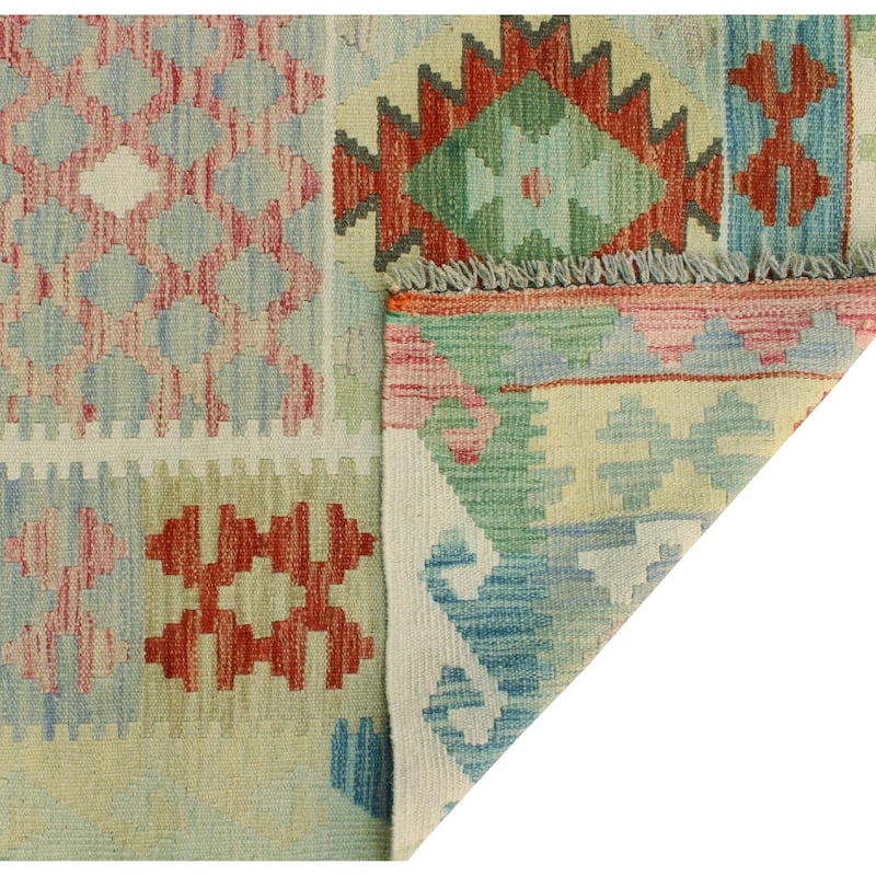 Sun Faded Flatweave Seden Red/Ivory Rug - 4'8" x 6'9"