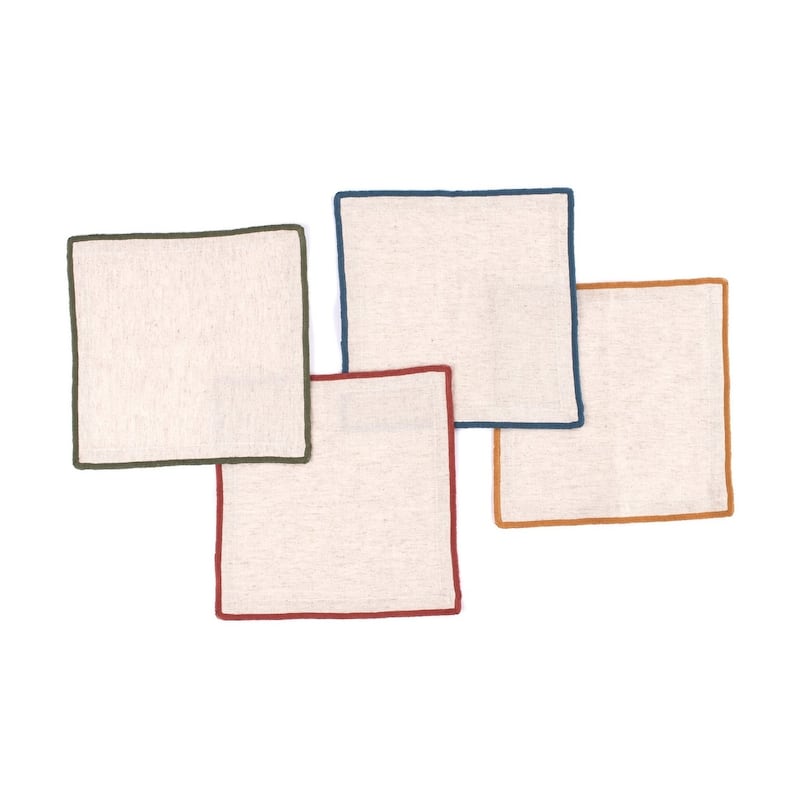 Clara, Linen Blend, Cocktail Napkin Set (Set of 4)