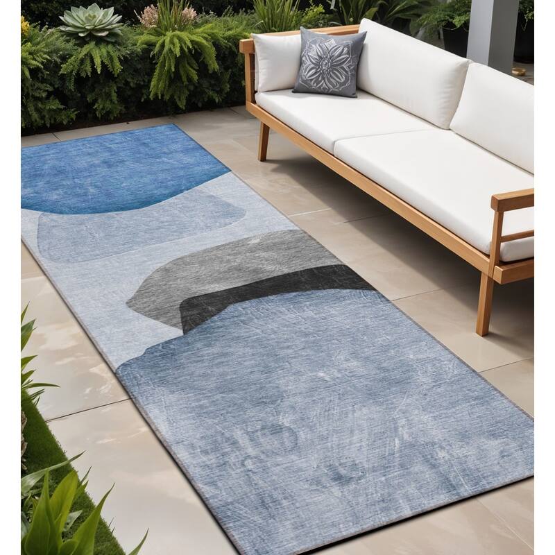Almira Artistic Abstract Weather Resistant Timeless Fusion Outdoor Rug - 8' Runner - Multi