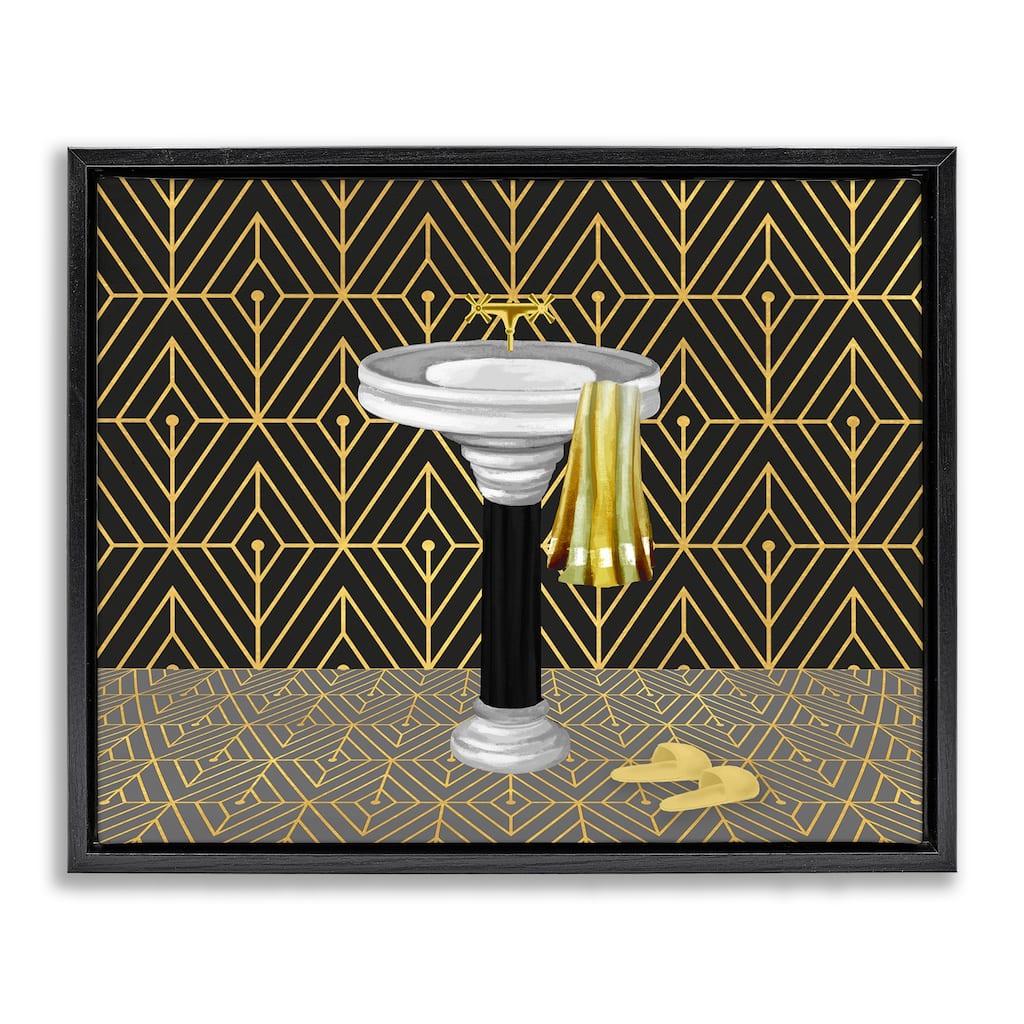 Stupell Deco Style Glam Bathroom Framed Floater Canvas Wall Art Design By Conrad Knutsen