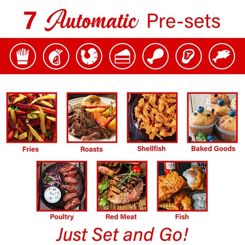 Brentwood Small 1400 Watt 4 Quart Electric Digital Air Fryer with Temperature Control in Red - 4 Quart