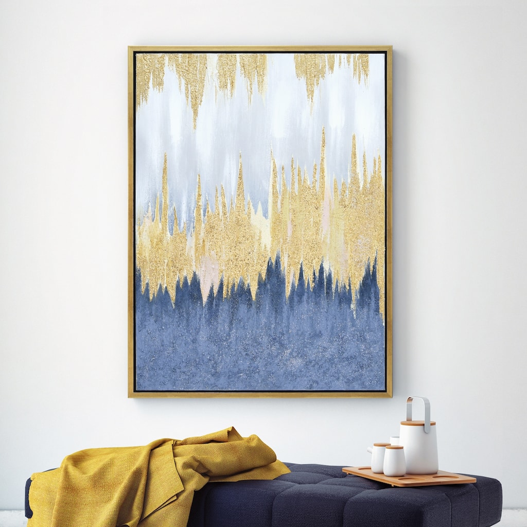 Golden Rain Textured Metallic Hand Painted Framed Wall Art by Martin Edwards