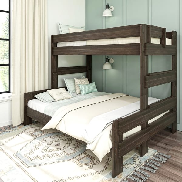 slide 2 of 28, Max and Lily Farmhouse Twin XL over Queen Bunk Bed Barnwood Brown