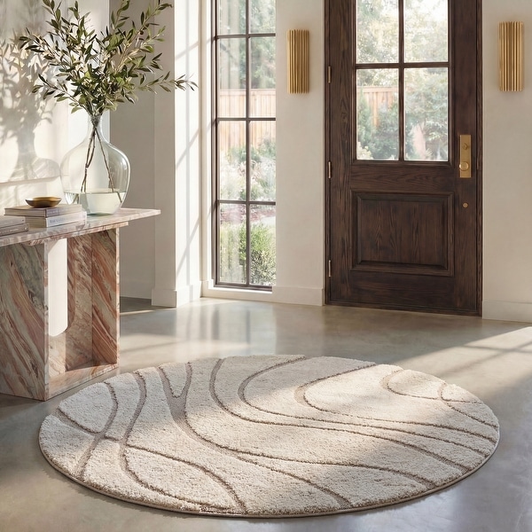 SAFAVIEH Florida Shag Sigtraud Abstract Waves 1.2-inch Thick Rug