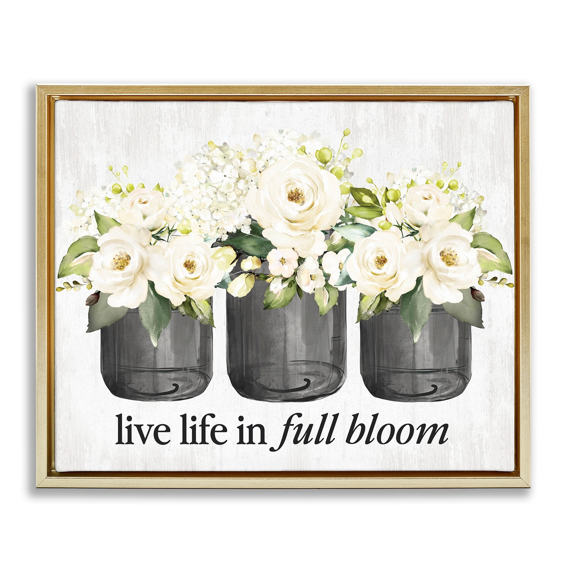 Stupell Life In Full Bloom Rustic Framed Floater Canvas Wall Art Design By Lettered and Lined