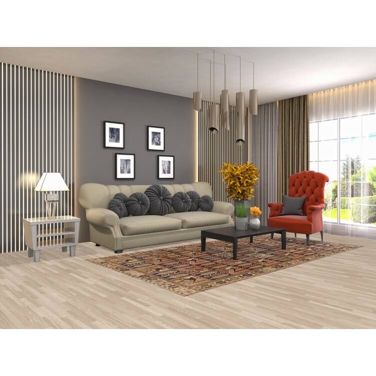 Hand Knotted Oriental 100% Wool Carpet Traditional Geometric Coral Bakhtiari Area Rug - 9' 3'' X 4' 10''