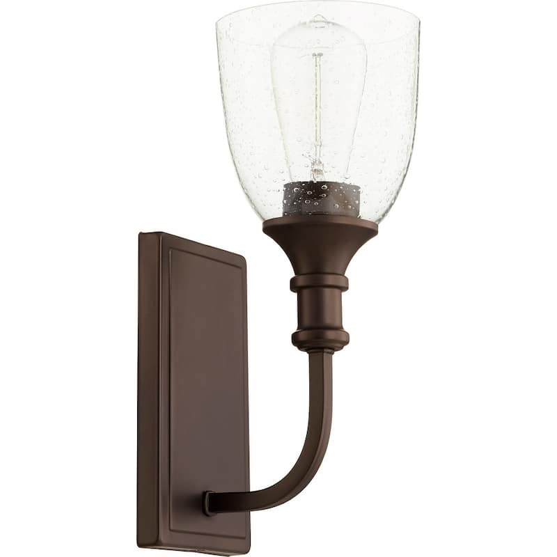 Quorum International Richmond Single Light 5-1/4" Wide Bathroom Sconce - Oiled Bronze / Clear Seeded