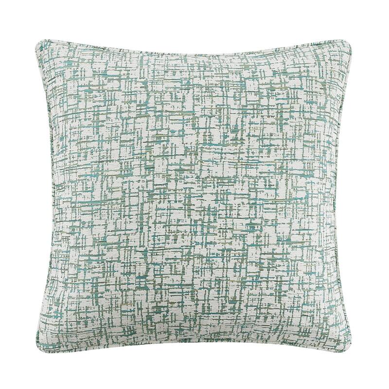 HiEnd Accents Keziah Green Textured Pattern Chenille Jacquard Modern Contemporary Style Euro Sham, 27 x 27 inch