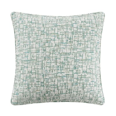 HiEnd Accents Keziah Green Textured Pattern Chenille Jacquard Modern Contemporary Style Euro Sham, 27 x 27 inch