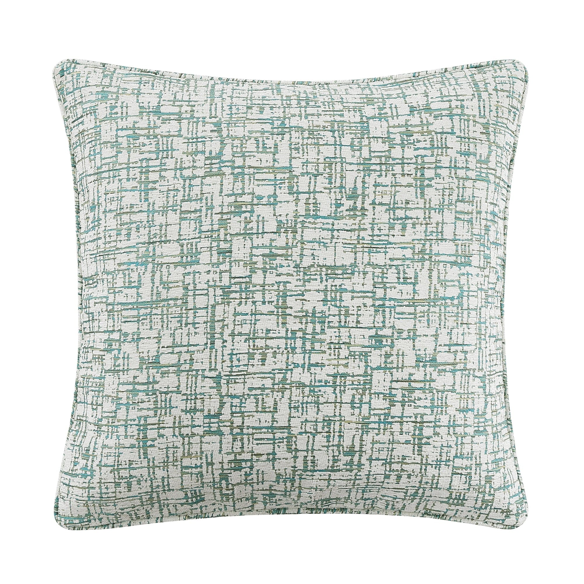 HiEnd Accents Keziah Green Textured Pattern Chenille Jacquard Modern Contemporary Style Euro Sham, 27 x 27 inch