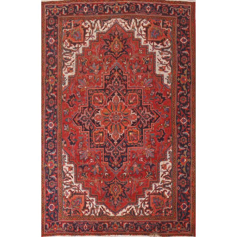 Hand Knotted Oriental 100% Wool Carpet Traditional Medallion Red Heriz Area Rug - 12' 3'' X 8' 4''