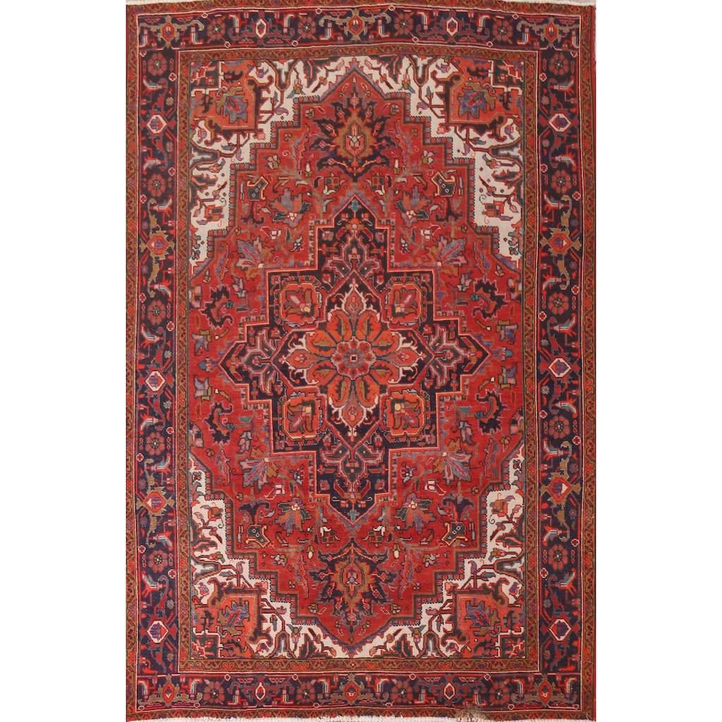 Hand Knotted Oriental 100% Wool Carpet Traditional Medallion Red Heriz Area Rug - 12' 3'' X 8' 4''