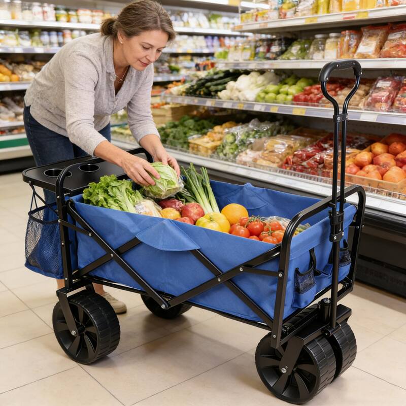 Folding Garden & Beach Utility Wagon Cart, Blue