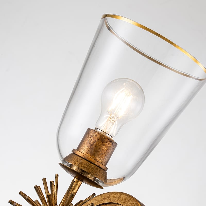Staring 2 Light Sconce in Gold Leaf - 7 x 7.5 x 22
