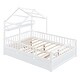 preview thumbnail 5 of 22, Pine Wood House-Shaped Bed with Twin Size Retractable Trundle, Kids Toddler Platform Bed with Apex Roof & Shelf, Full Size