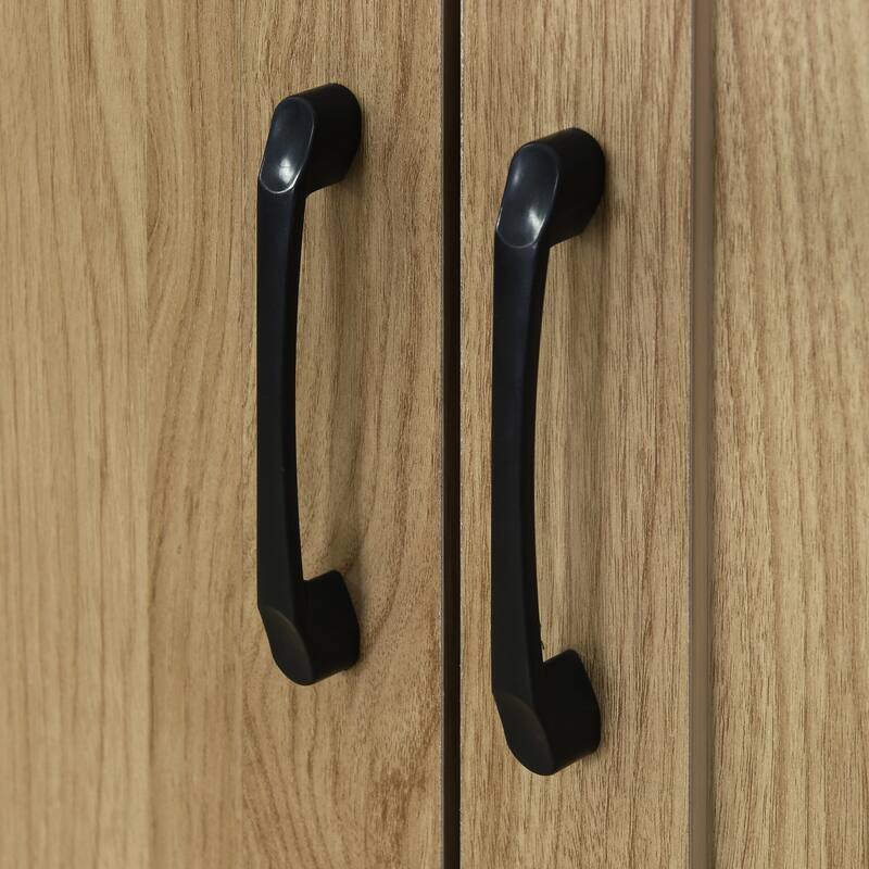 3 Doors Armoire Wardrobe Closet with 3 Side Shelves 2 Drawers, Wooden Bedroom Armoires with Hanging Rod for Bedroom