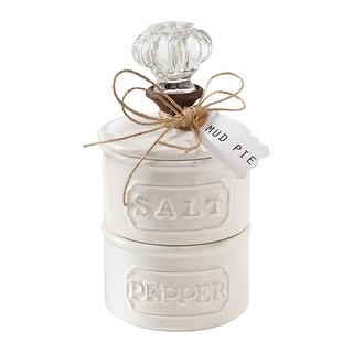 Mud Pie Salt Pepper Cellar Set Lidded Door Knob Topped
