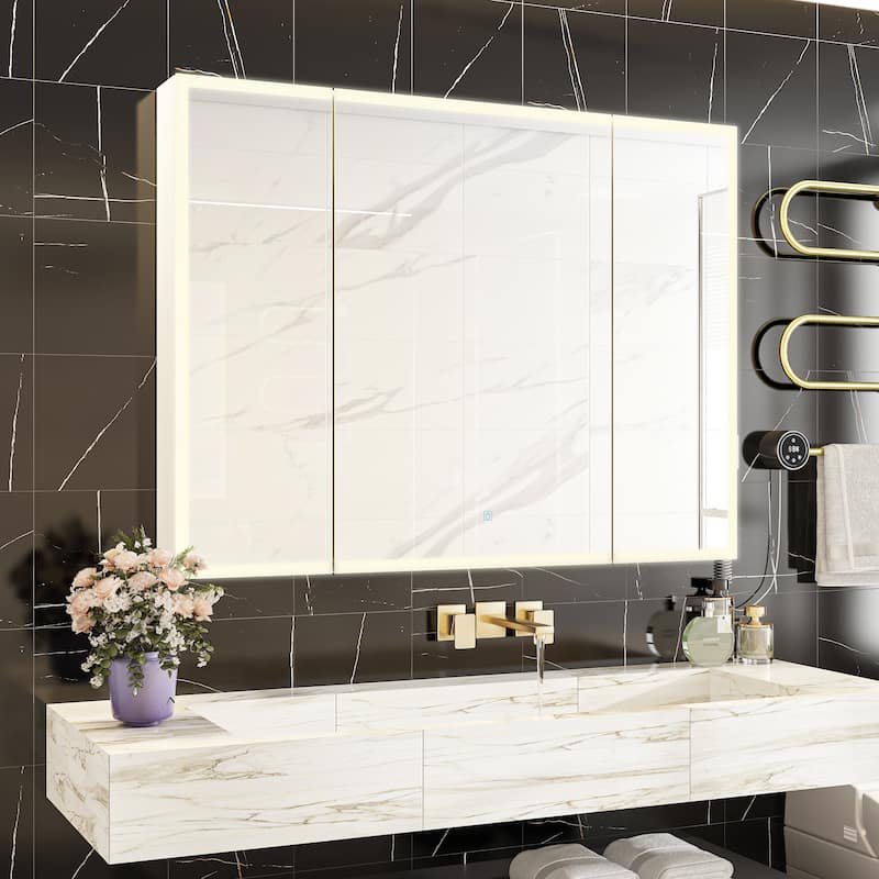 Smart Touch LED Mirror Cabinet - Fogless Vanity with Ambient Lighting - 45.9"