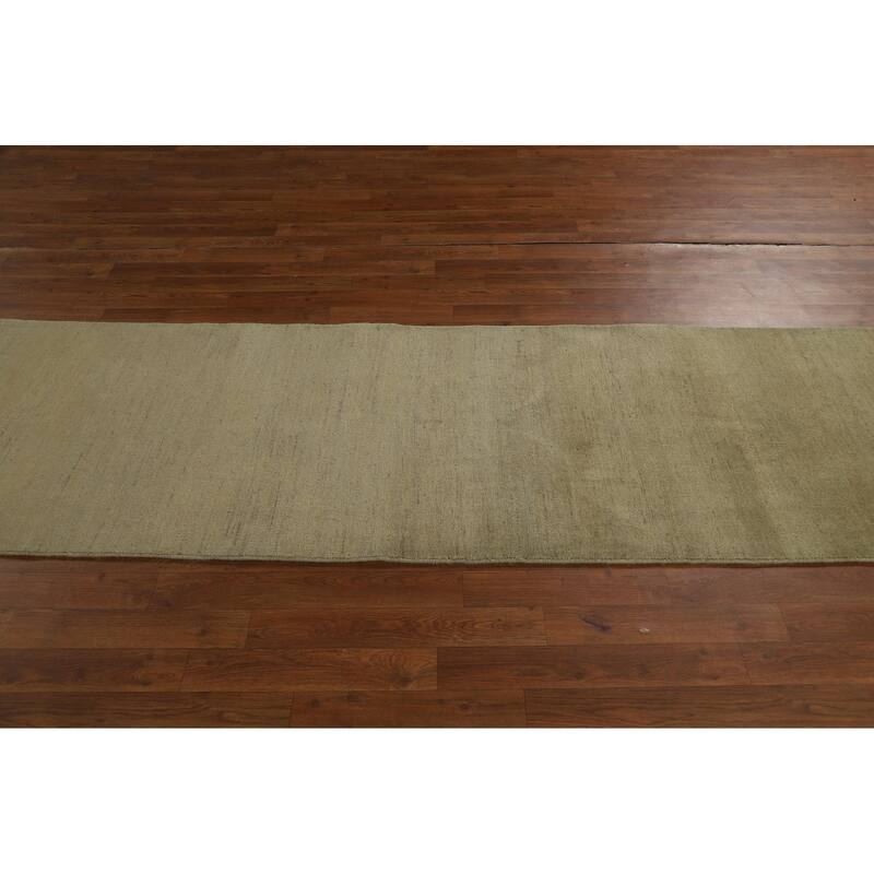 Gabbeh Oriental Runner Rug Hand-Knotted Solid Wool Carpet - 2'7"x 9'4"