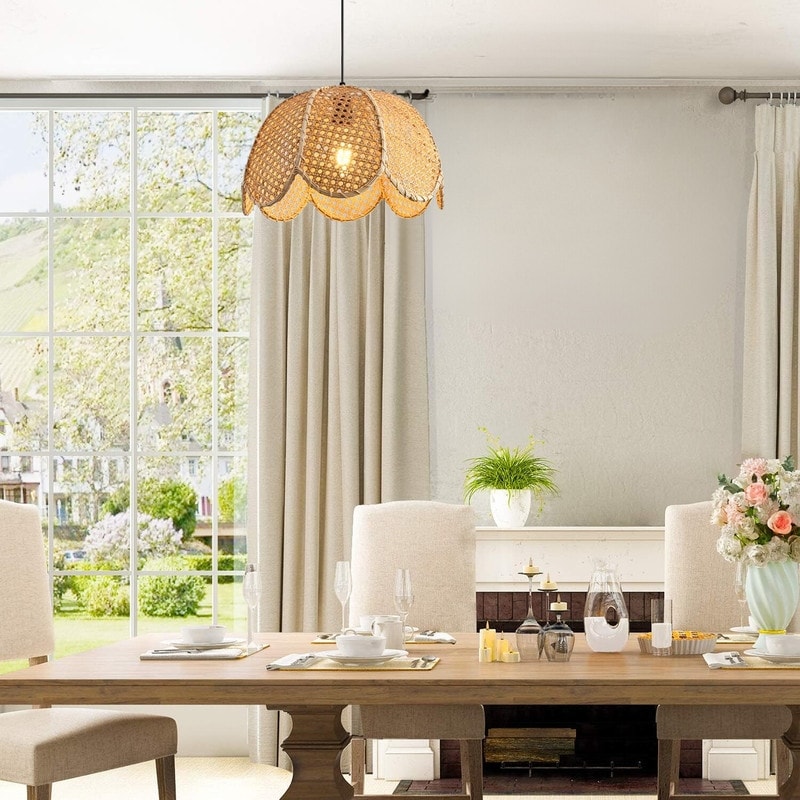 Natural woven light fixture top