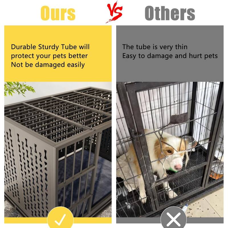 BOSSIN 48/42/38 inch Heavy Duty Dog Crate, Dog Cage for Large Dogs, Escape Proof Dog Kennel with Wheels and Removable Tray
