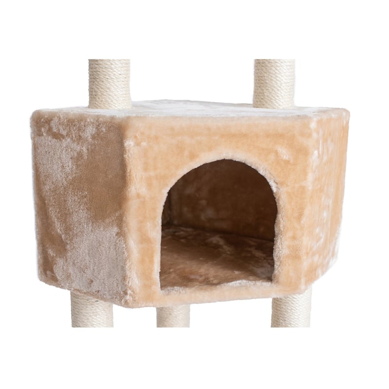 3 Levels Real Wood Cat Tower for Kittens Play 48 Height Beige