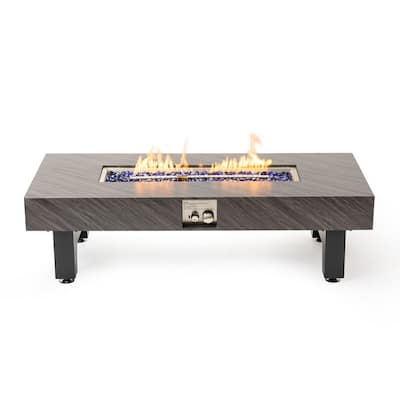 54-Inch Iron Fire Pit Table with Stone Finish