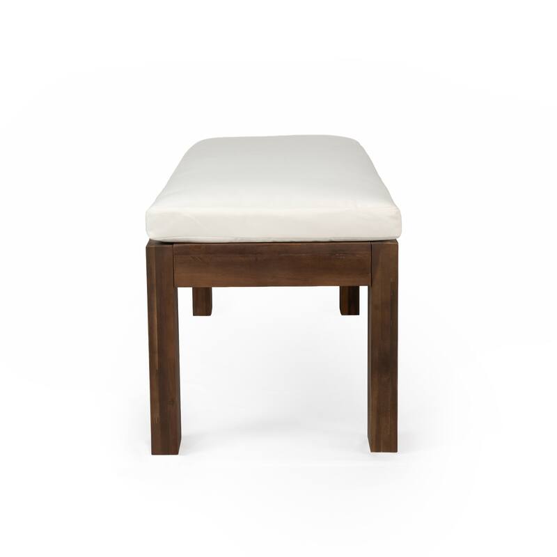 Outdoor Patio Dining Table Set for 6 - Person with Umbrella Hole Acacia Wood and Removable Cushions