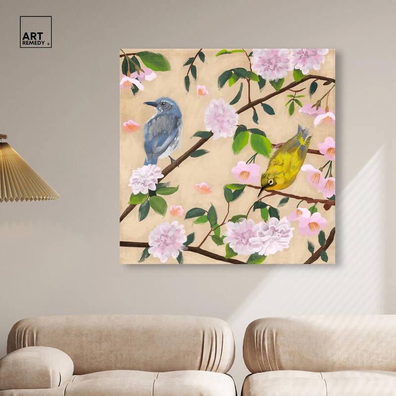 Birds Cuddle Canvas by Art Remedy, Gallery Wrapped