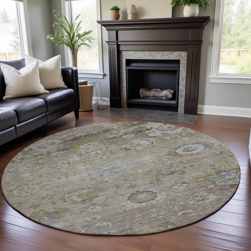 Premium Washable Super Soft Traditional Vintage Mayfield Rug - Beige - 8' x 8'