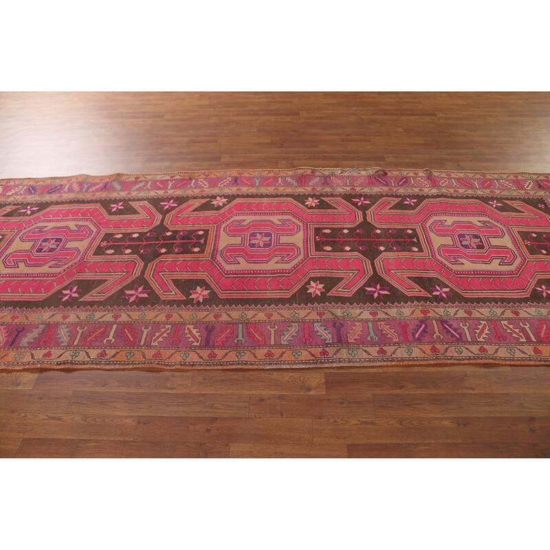 Over Dyed Meshkin Persian Vintage Runner Rug Handmade Wool Carpet - 4'5"x 10'11"