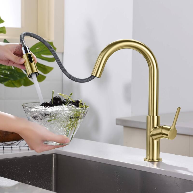 Fusion Single Handle Pull Down Kitchen & Bar Sink Faucet with Soap Dispenser