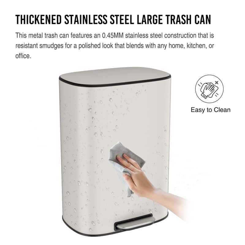 Black Grey 13 Gallon 50L Step-on Kitchen Trash Can with Soft Close for Home,Office