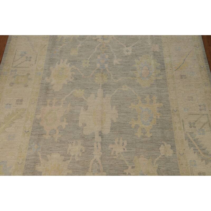 Hand Knotted Oriental 100% Wool Carpet Transitional All-Over Greys & Charcoal Oushak Area Rug - 11' 9'' X 8' 8''