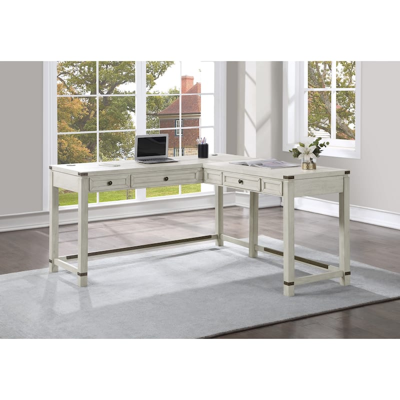 Baton Rouge L-Shape Desk - Off-White