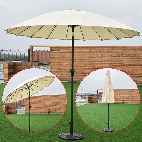 Costway Outdoor 9ft Patio Umbrella Sunshade Cover Market Garden Cafe Crank Tilt Beige