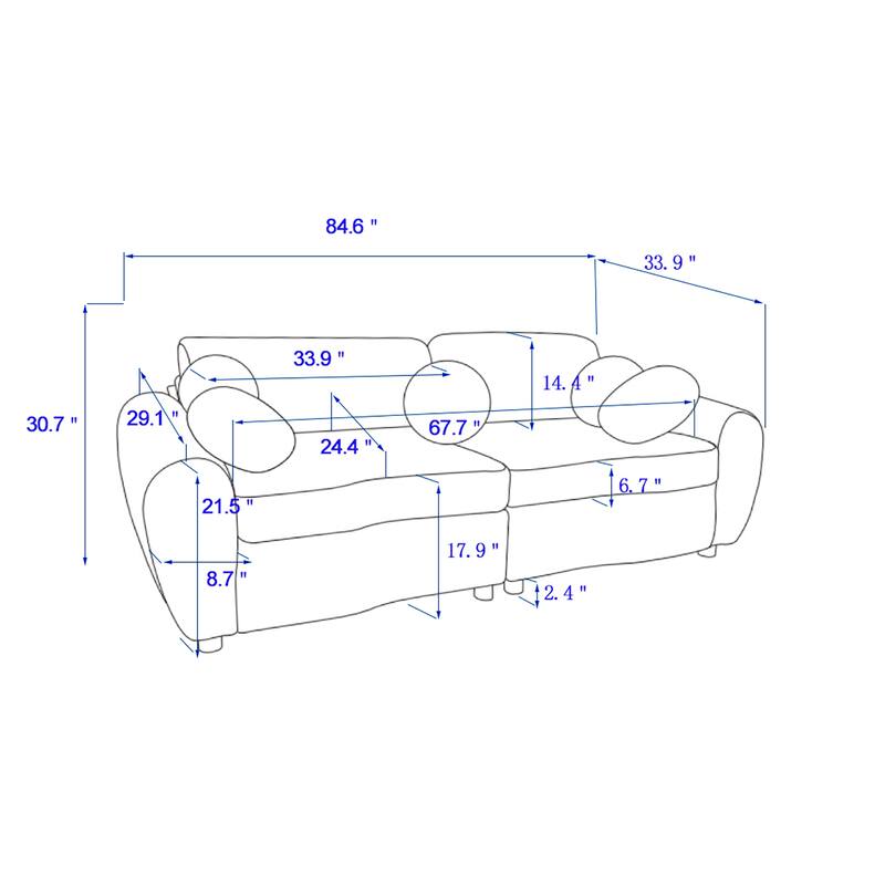 84"Modern Chenille Sofa Couch for Living Room