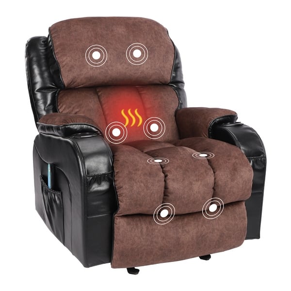 slide 2 of 15, Faux leather manual Heated Massage Chair with Rocking Cocoa