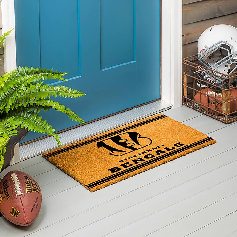 Cincinnati Bengals Monochrome Indoor/Outdoor Coir Door Mat - 28" x 16"