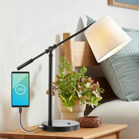 Ada 24" Classic Contemporary Iron LED Task Lamp with USB Charging Port, Oil Rubbed Bronze by JONATHAN Y