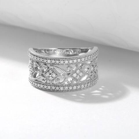 1/3ct TDW Diamond Vintage Style Ring in Sterling Silver
