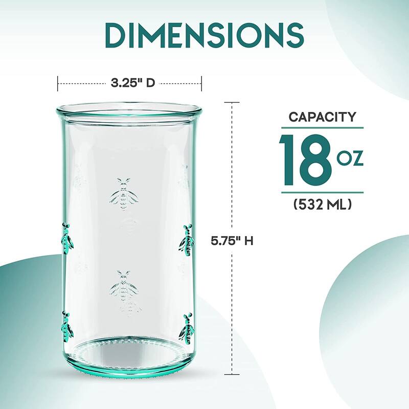 Amici Home Set of 6 Italian Recycled Green Regina Hiball Glasses - 18 Oz