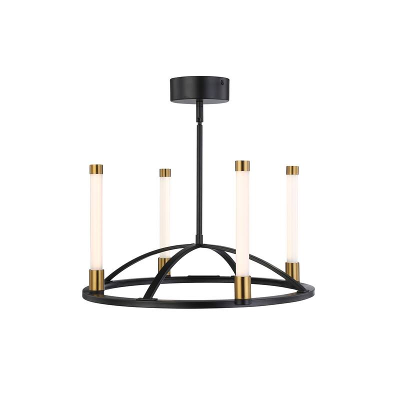 Infiniti Collection 4-Light Integrated LED Chandelier, Matte Black & Brass
