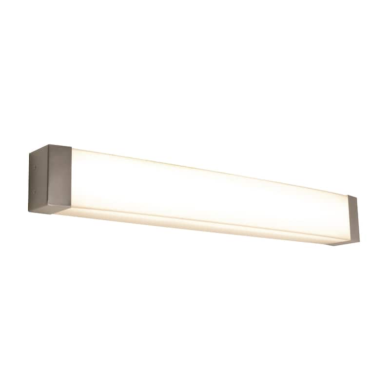 Algiers 37-inch Satin Nickel LED Vanity, Linen Acrylic Shade