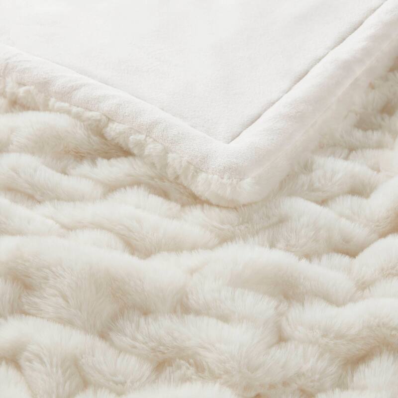 Madison Park Ruched Fur Throw