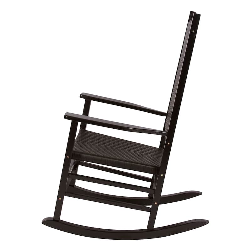 Marina Rattan and Wood Outdoor Patio Rocking Chair