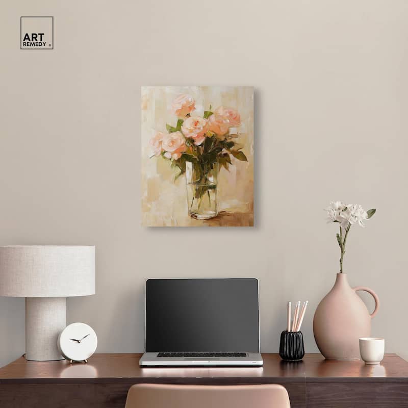 Soft Pink Blooms Canvas by Art Remedy, Gallery Wrapped