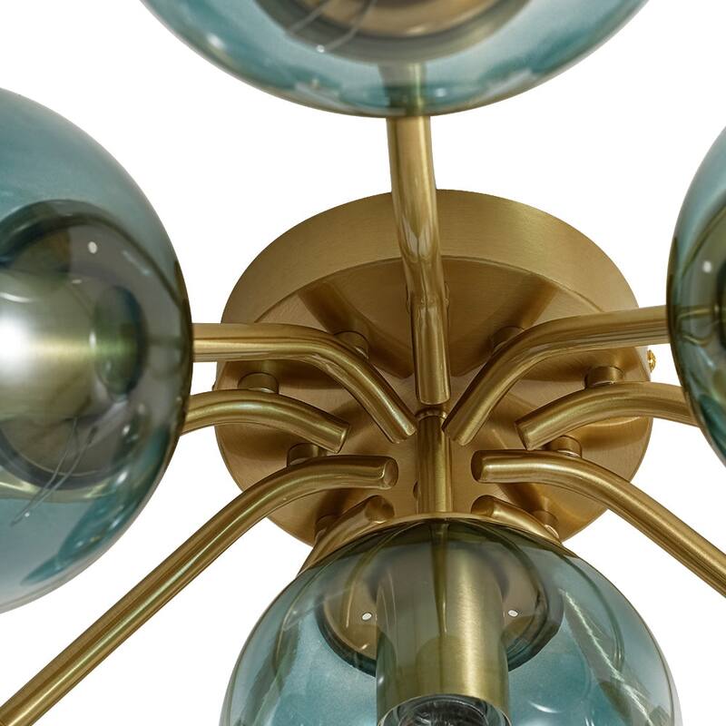 Gradient Blue Glass Globe Sputnik Bubble Ceiling Light 30in Chandelier