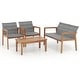 preview thumbnail 10 of 8, Gymax 4 Pieces Outdoor Furniture Set Acacia Wood Frame Sofa Set w/